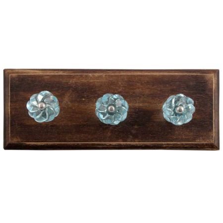 Water Interior Cut Glass Wooden Hooks